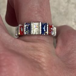 New CZ multi color wedding band size 6