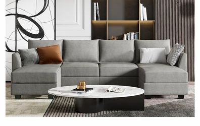 HONBAY Modular Sectional Sofa with Storage U Shaped Modular Sofa 6-Seater Sectional Couch