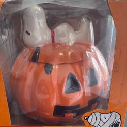 Snoopy Ceramic Pumpkin Candy Dish