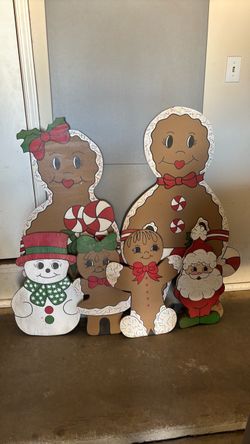 Vintage 6 Piece Wood Christmas Yard Decor