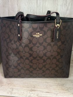 👜 Authentic Coach Signature Reversible PVC City Tote – Two Bags in One! 👜