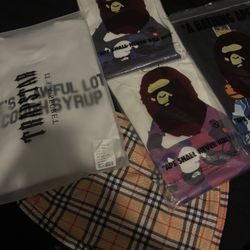 3 Bape Shirts Burberry Shorts Awful Lot Of Cough Syrup shirt 