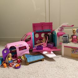 Barbie Camper , Barbie Cafe And Barbie Airplane Sets With Accessories