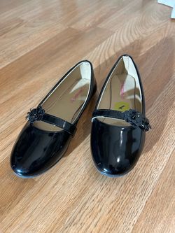 Girls Black Patent Mary Jane Flats Size 7