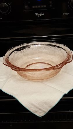 Vintage Pink Depression Glass Serving Bowl