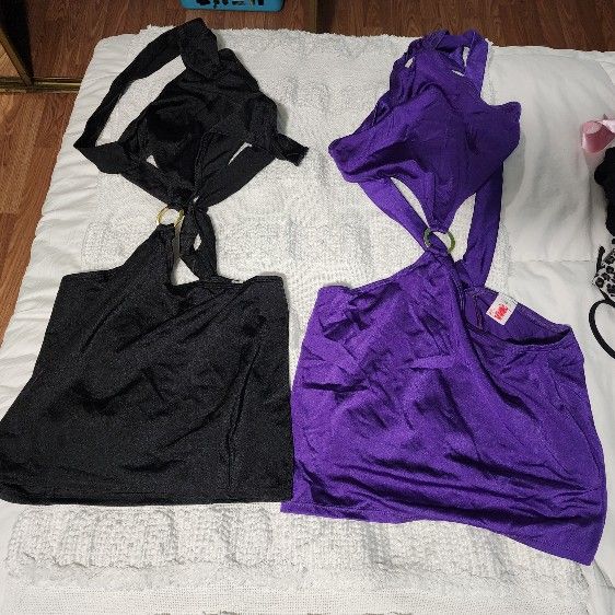 Roma Party Dresses Black And Purple Size: S