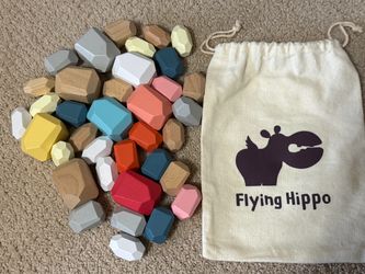 36 PCS Wooden Sorting Stacking Rocks Stones,Sensory Toddler Toys Learning Montessori Toys