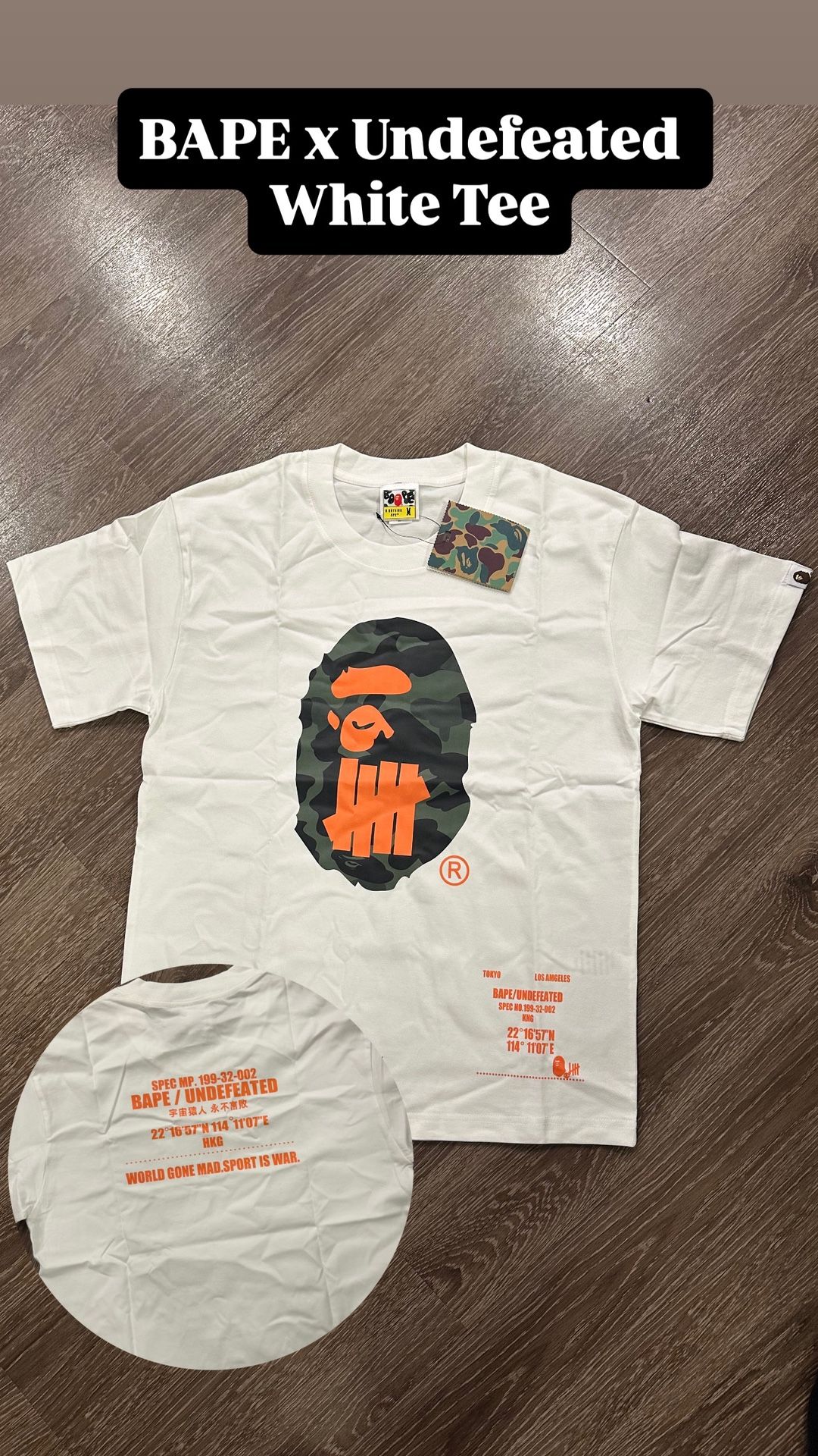 BAPE X Undefeated White Tee