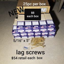 new boxes of 5/16" x 5" star lag screws over $50 retail each box 