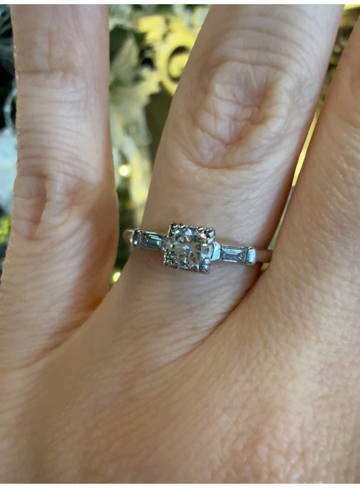 Platinum Ring With Natural Old European Cut Diamonds