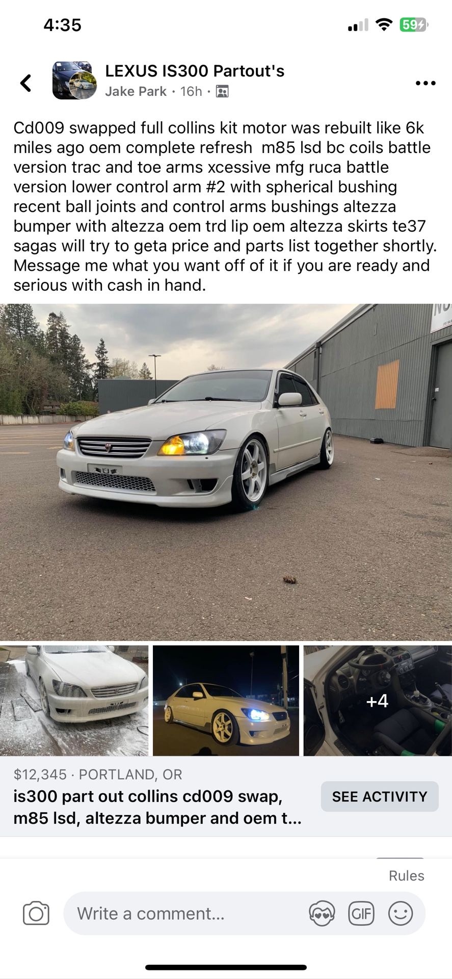 Full Part Out Is300 Altezza Oem Front And Side Trd Ect..