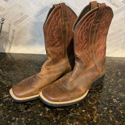 Ariat Quickdraw Western Boots Youth Size 3 - Brown / Red with Square Toe