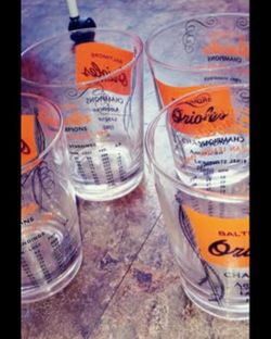 Vtg 1966 Baltimore Orioles baseball World Series Champions drinking glass set of 4