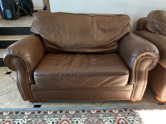 Leather chair and a half with pullout sleeper