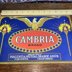 Cambria Brand Placentia Ca.  Crate Label Art