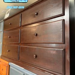 Brown Six Drawer Dresser Pinewood Chest Cajonera De Pino Nuevo 