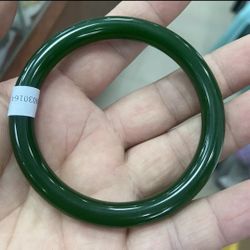 Certified Natural A Grade Green Jade jadeite Bangle Bracelet - Spinach Green - 59mm Medium-Small 