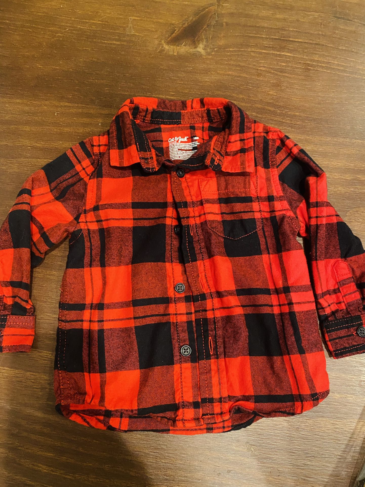 Red Plaid Button Shirt, 18 Months 