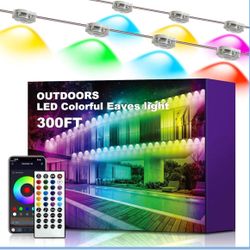 XINKAITE 300FT Permanent Outdoor Lights with 150 LEDs - Smart RGB+IC with 16 Million Colors, IP67 Waterproof, App & Remote Control, Hundreds of Modes 