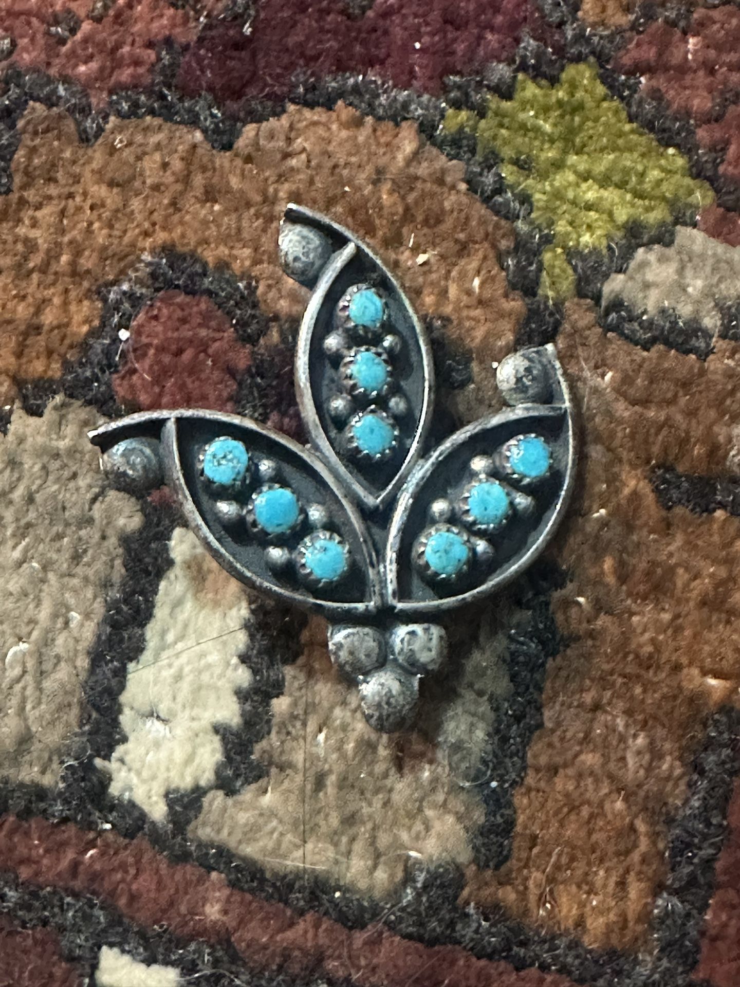 Sterling Silver Navajo Turquoise Brooch Pin