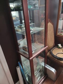Cherry Wood Glass Display Cabinet Curio