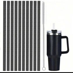 12pcs, Straw, Reusable Clear Plastic Glitter Straws