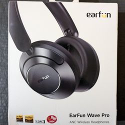 EarFun Wave Pro Active Noise Canceling Headphones, Wireless Over Ear Bluetooth Headphones, LDAC Hi-Res Sound, 5 Mics AI Clear Call, 80H Playtime