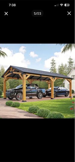 Brand new gazebo 11.8 ft wide by 23.8 ft long, with a peak height of 9.5 ft.