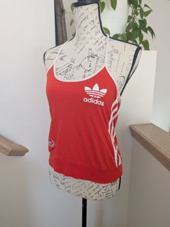 Retro Y2K 2005 Adidas Halter Top - Orange, size M