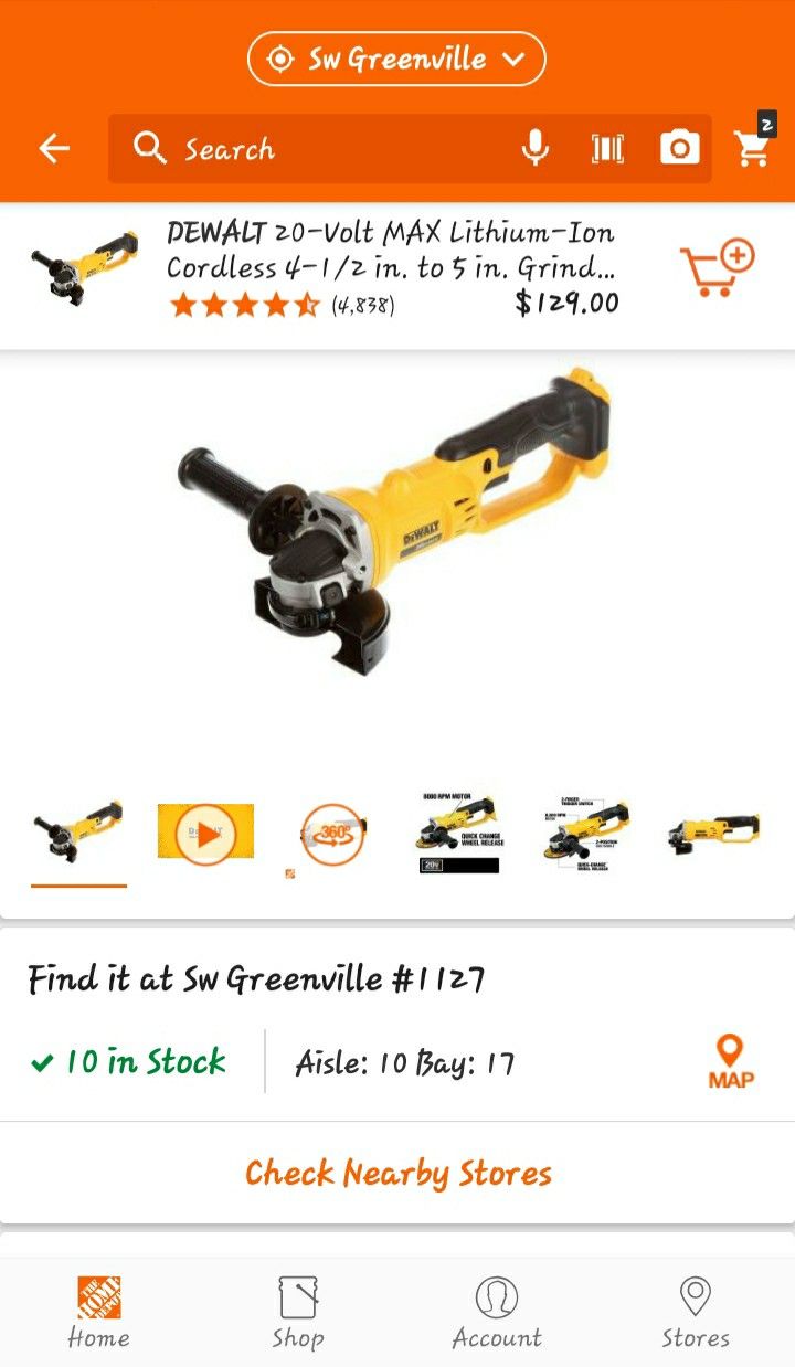 DeWalt 20 volt grinder tool only