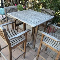 Patio furniture set teak set table and chairs bar height