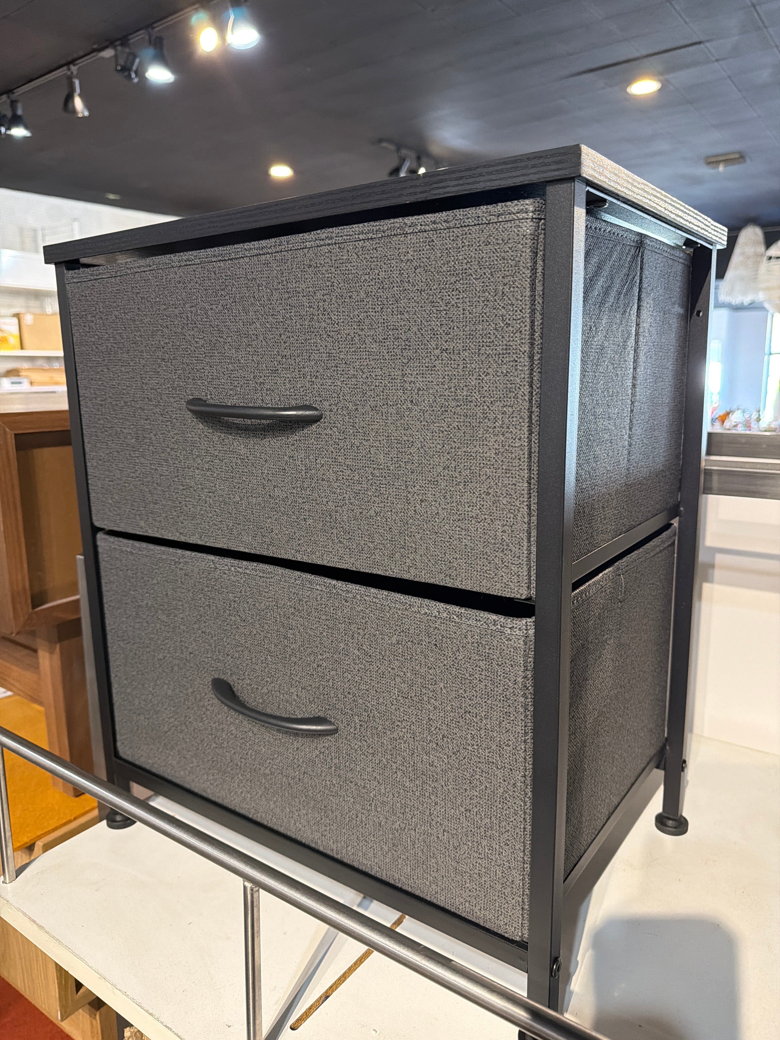 2 Drawer Nightstand Set of 2, Small Dresser with Fabric Storage Bins, Versatile Bedside Table for Bedroom, Living Room, Dorm, or Entryway, Compact End