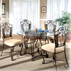 Round Glass Top Dining Table, And 4 chairs