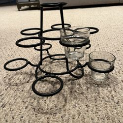 Black Metal Holder With Glass Cups