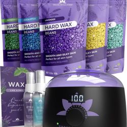 Tress Wellness Waxing Kit for Brazilian Wax - Easy to Use - For Sensitive Skin - Digital Display, Black Purple Flower