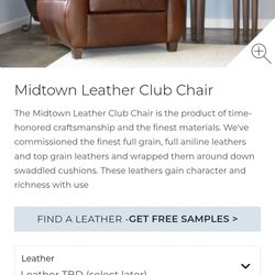 (Pottery Barn) Leather Midtown Club ArmChair