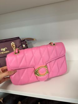 Coach Quilted Tabby Shoulder Bag Pink