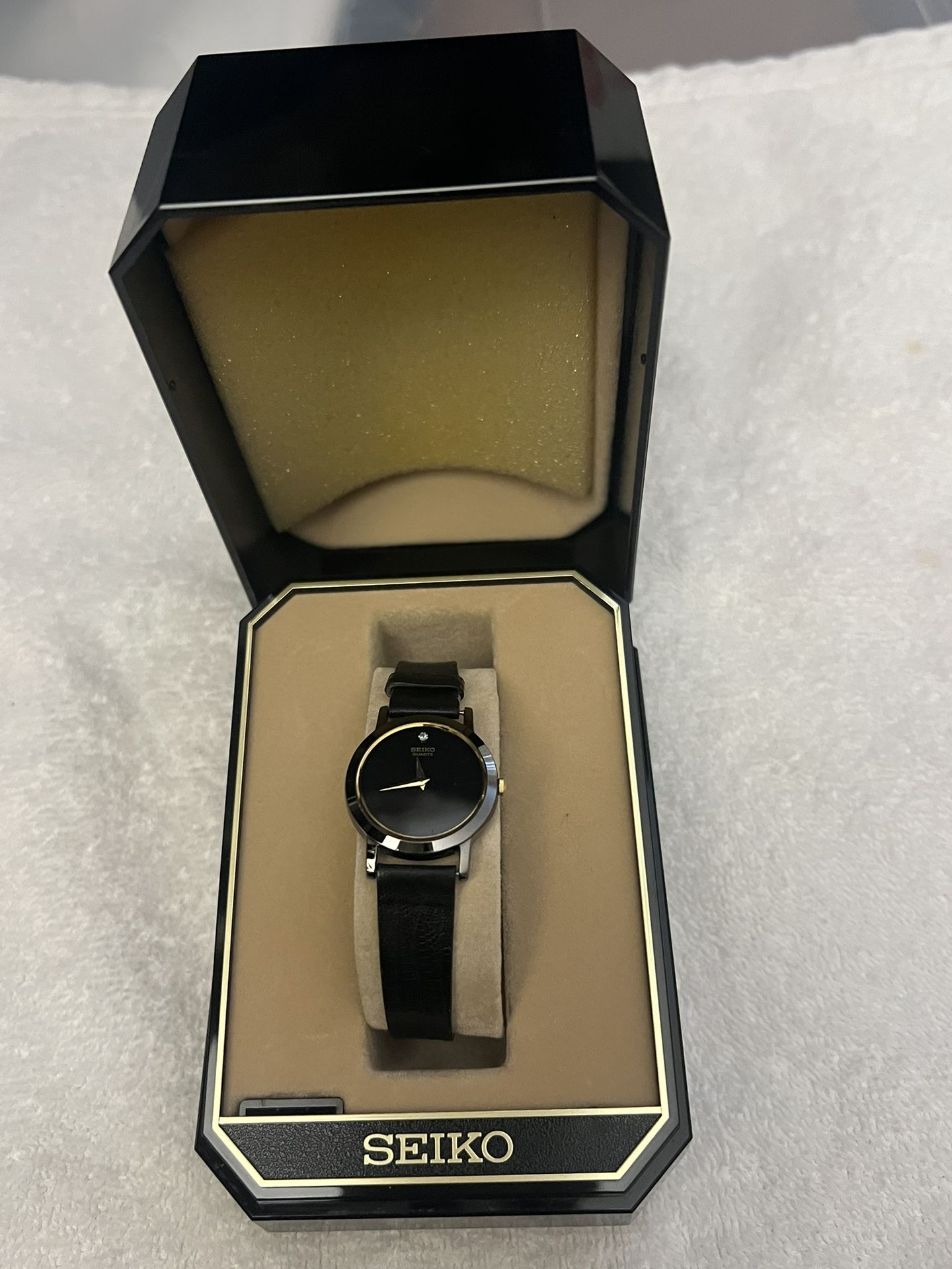 Diamond Seiko Leather Watch
