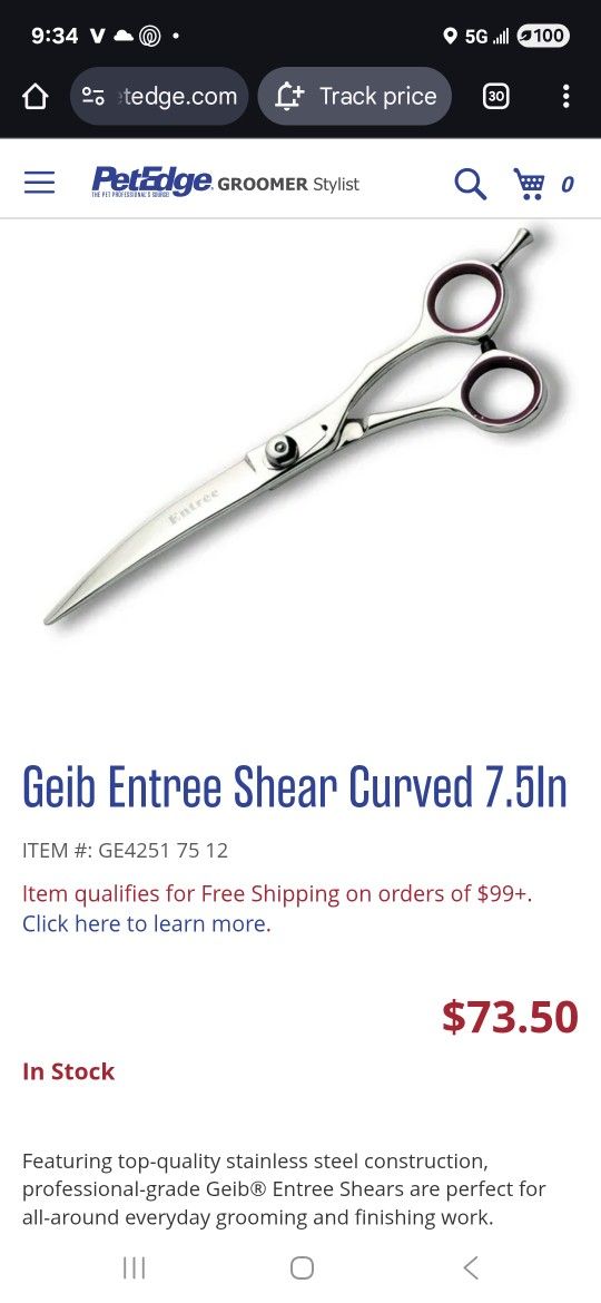 Geib Buttercut 7.5 Curved Shear (Dog Grooming)