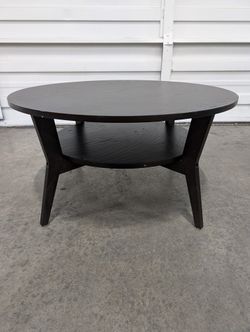 Modern Round Two-Tier Dark Brown Coffee Table