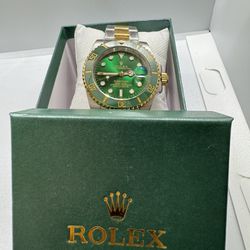 Brand New Automatic Movement Green Face / “2 Tone” Band Designer Watch With Box! 