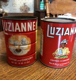Two Old Luzianne coffee tins
