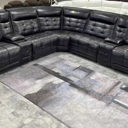 BLACK LEATHER RECLINER SECTIONAL! 🖤🖤