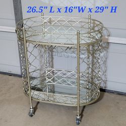 Silver Mirror Bar Cart  / Serving Cart - REDUCED 
