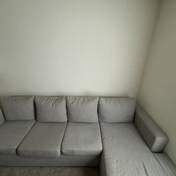 Grey Couch With Ottoman (L-Shape)