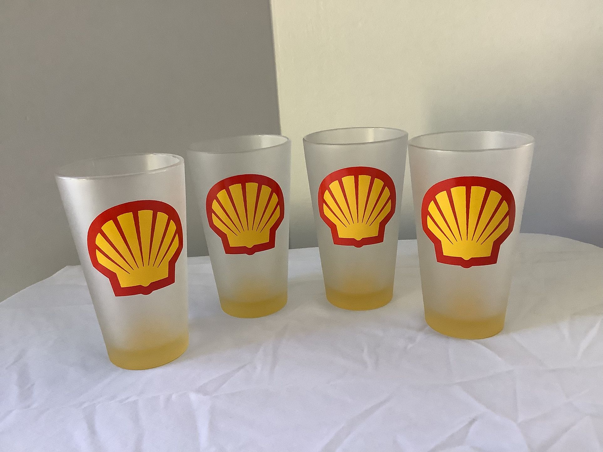 Set Of 4 - Gas Company Memorabilia / Shell Drinking Glasses - NEVER USED