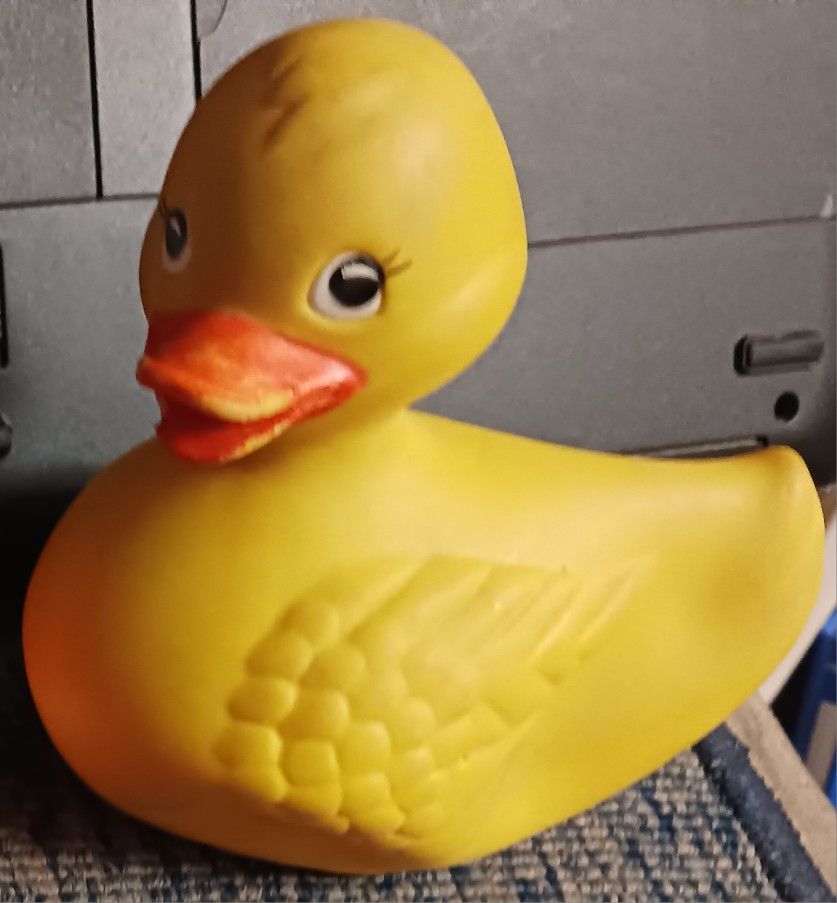 Vintage Knickerbocker Toy Company 1977 Yellow Duck USA Rubber Ducky.