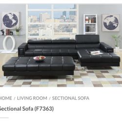 Black Sectional Sofa - Ottoman Sold Separately 