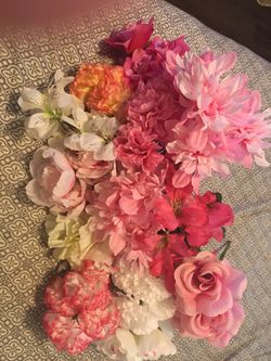 Artificial Flowers over 80 pieces pink and white