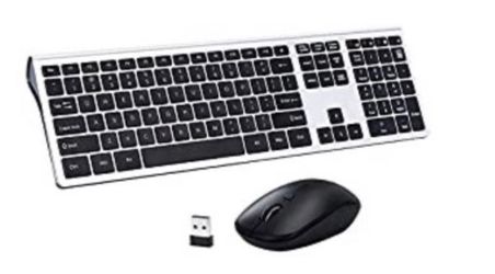wireless keyboard and mouse (silver and black)